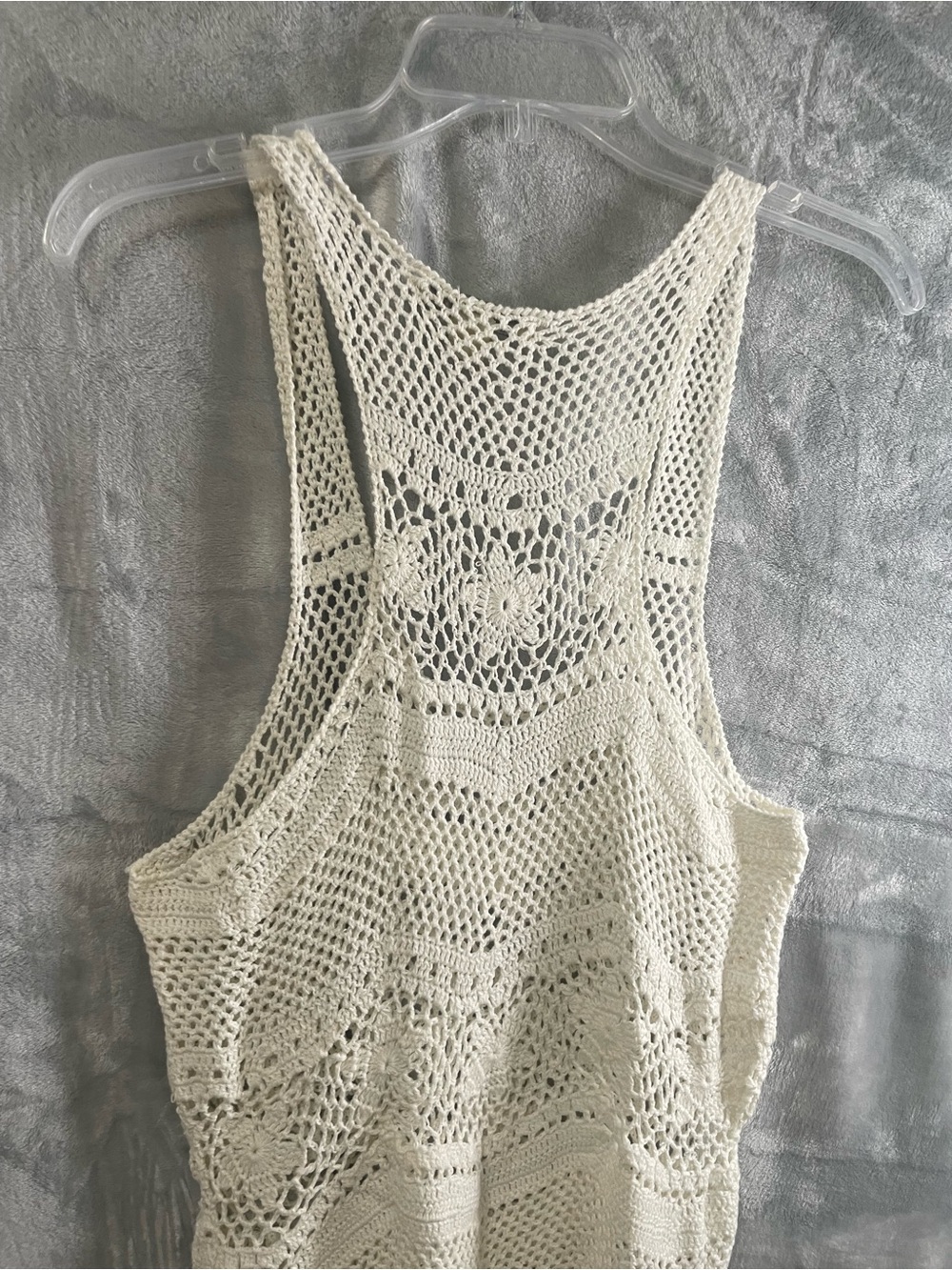 Crochet mini dress fringe swim coverup - Picture 13 of 16